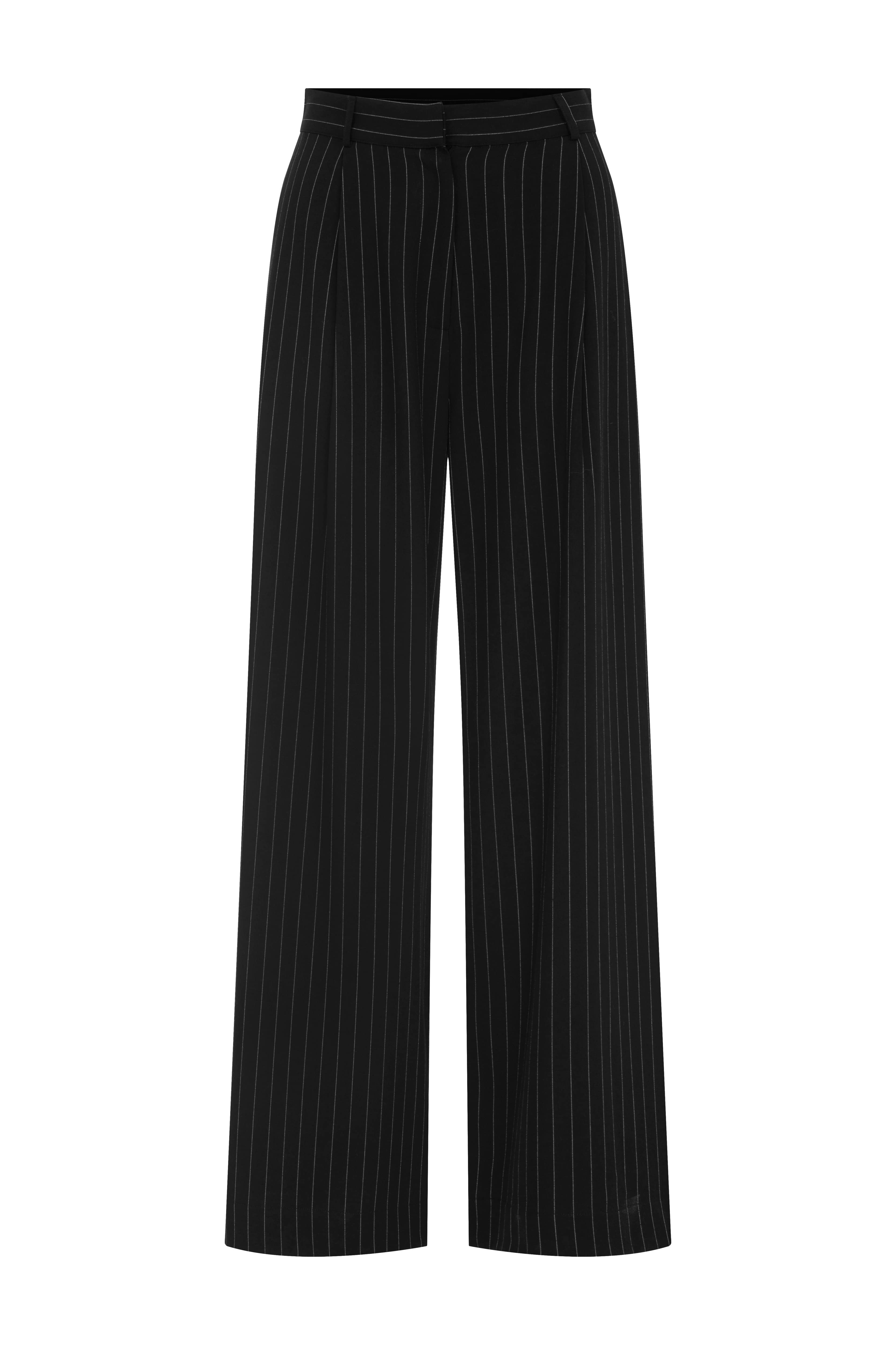 BLAIRE Striped Black Trousers